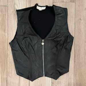 black pleather zip vest